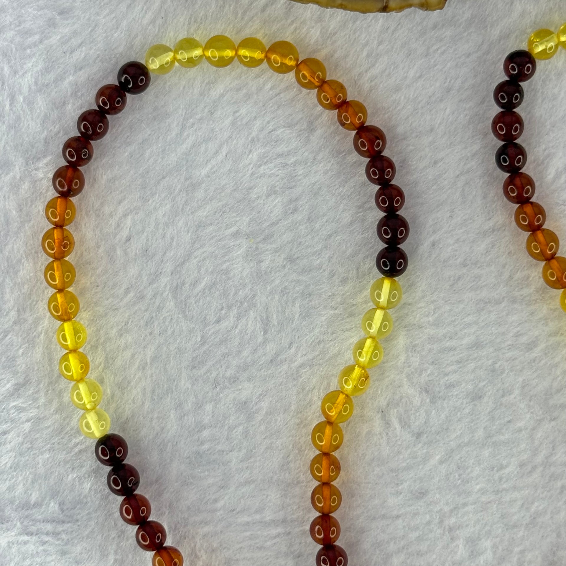 Natural Mixed Color Amber Beads Elastic Necklace 天然血珀项链 10.77g 36cm 7.4mm 52 Beads - Huangs Jadeite and Jewelry Pte Ltd