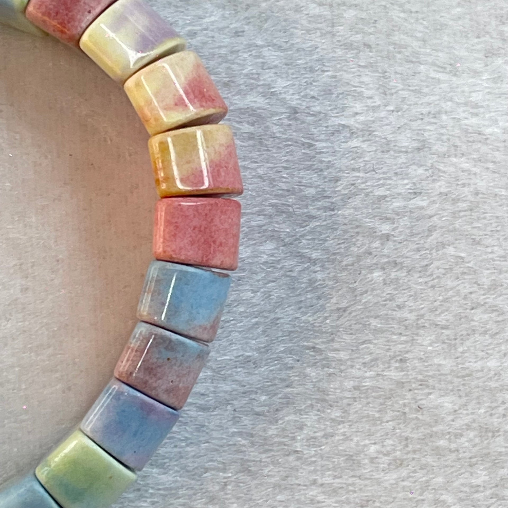 Natural Rainbow Gobi Agate Beads Bracelet 42.61g 15.5cm 16.3 by 6.7 by 7.6mm - Huangs Jadeite and Jewelry Pte Ltd