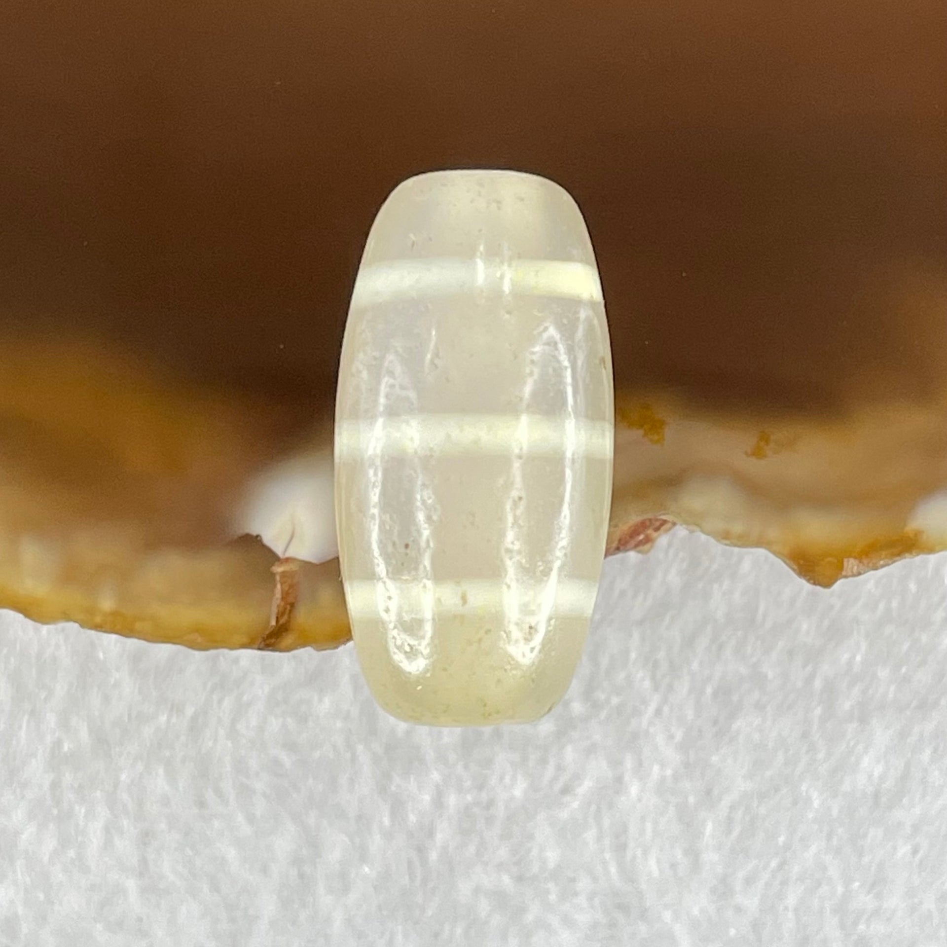Natural Powerful Tibetan Old Oily Agate 3-Lines Dzi Bead Heavenly Master (Tian Zhu) 三行天诛 3.03g 19.9 by 10.3mm - Huangs Jadeite and Jewelry Pte Ltd
