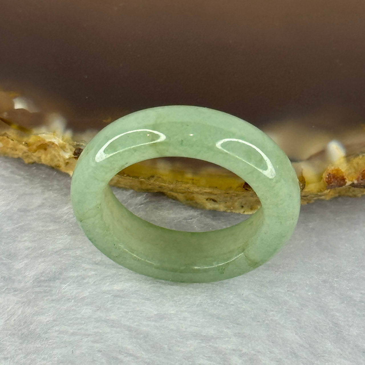 Type A Green Jadeite Ring 4.12g 6.0 by 3.7mm US7.25 HK16 - Huangs Jadeite and Jewelry Pte Ltd