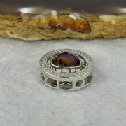 Natural Meteorite Powerful Energy Spinning Purple with Yellow Heart Charm in S925 Silver with Crystals For Necklace / Bracelet 2.85g 15.8 by 7.0mm - Huangs Jadeite and Jewelry Pte Ltd