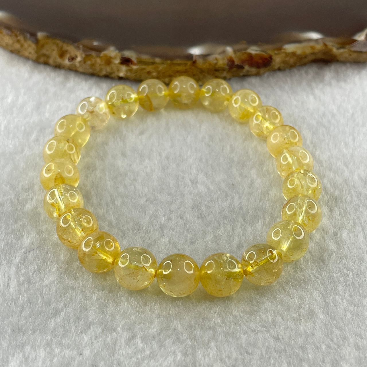 Natural Citrine Quartz Beads Bracelet 19.10g 15.5cm 8.7mm 22 Beads - Huangs Jadeite and Jewelry Pte Ltd