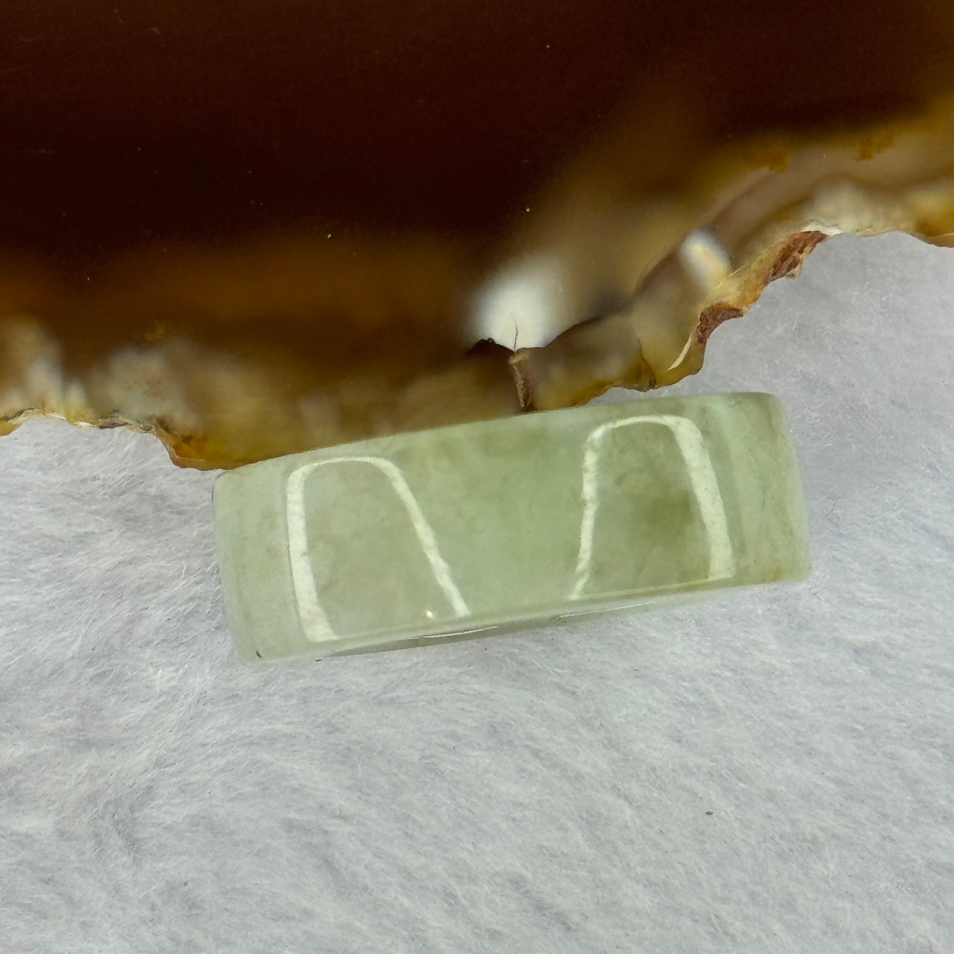 Type A Light Green and Yellow Brown Patches Jadeite Ring 8.91g 9.0 by 4.4mm US8 HK17.6 - Huangs Jadeite and Jewelry Pte Ltd