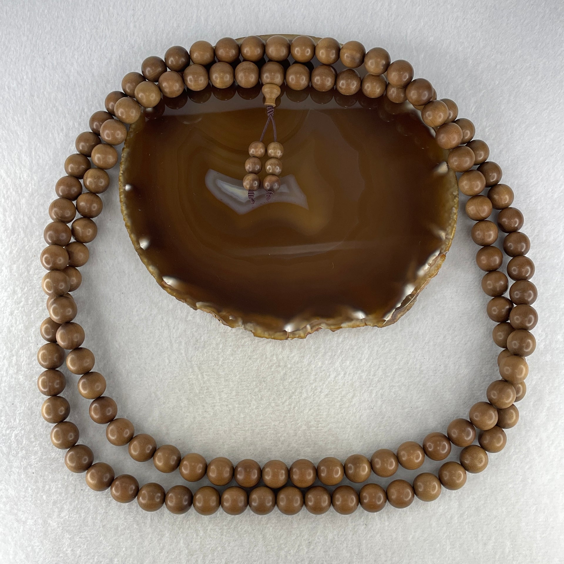 Natural India old tree sandalwood necklace 89.65g 12.1mm 111 beads 130cm - Huangs Jadeite and Jewelry Pte Ltd