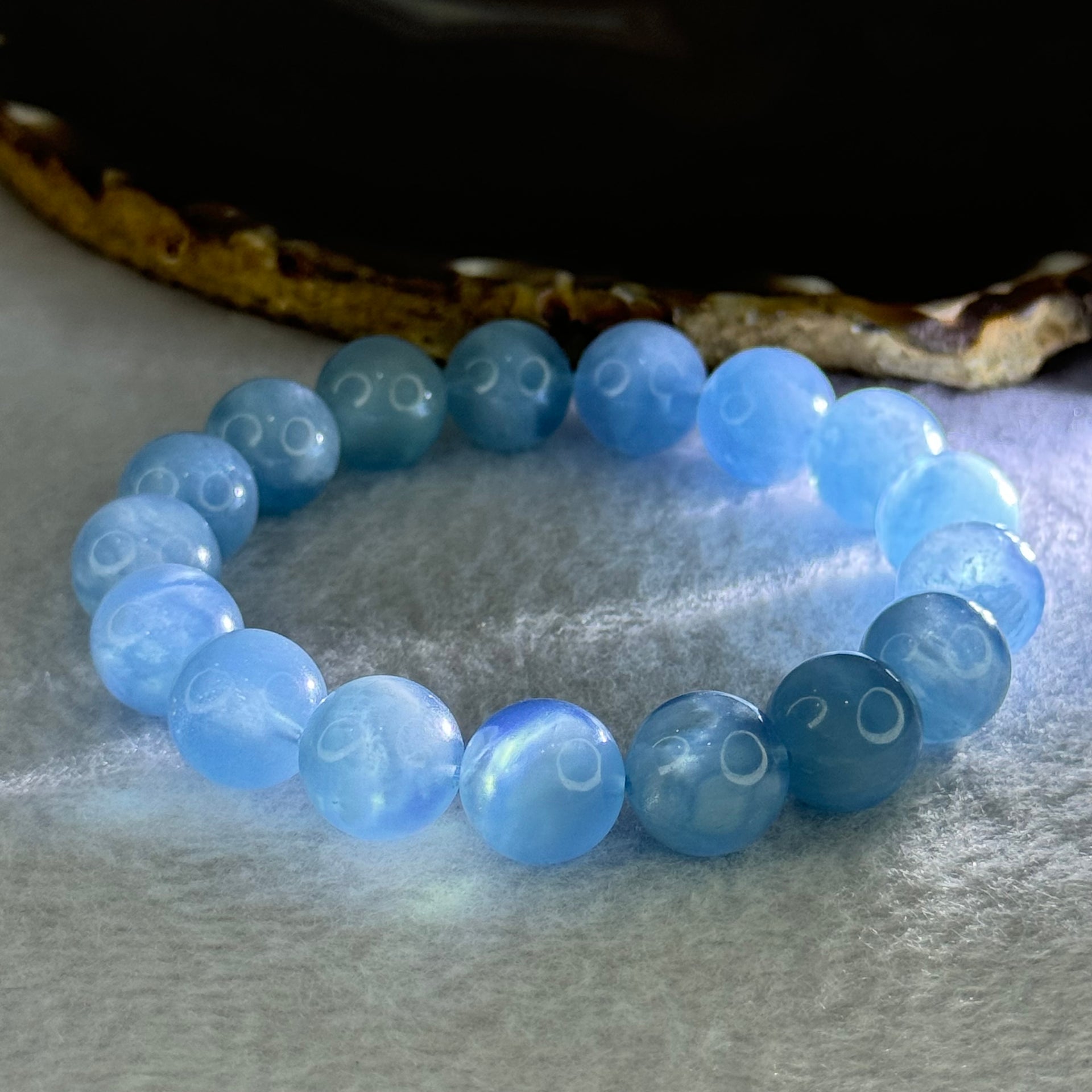 Natural Aquamarine Beads Bracelet 47.55g 19cm 12.8mm 17 Beads - Huangs Jadeite and Jewelry Pte Ltd