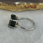 Natural Czech Republic Moldavite Meteorite Crystal in S925 Sliver Ring (Adjustable Size) 天然捷克陨石925银戒指 3.44g 15.9 by 11.4 by 7.8mm - Huangs Jadeite and Jewelry Pte Ltd