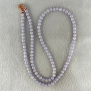 Type A Full Lavender Jadeite Beads Necklace 44.24g 64cm 6.1mm 108 Beads - Huangs Jadeite and Jewelry Pte Ltd