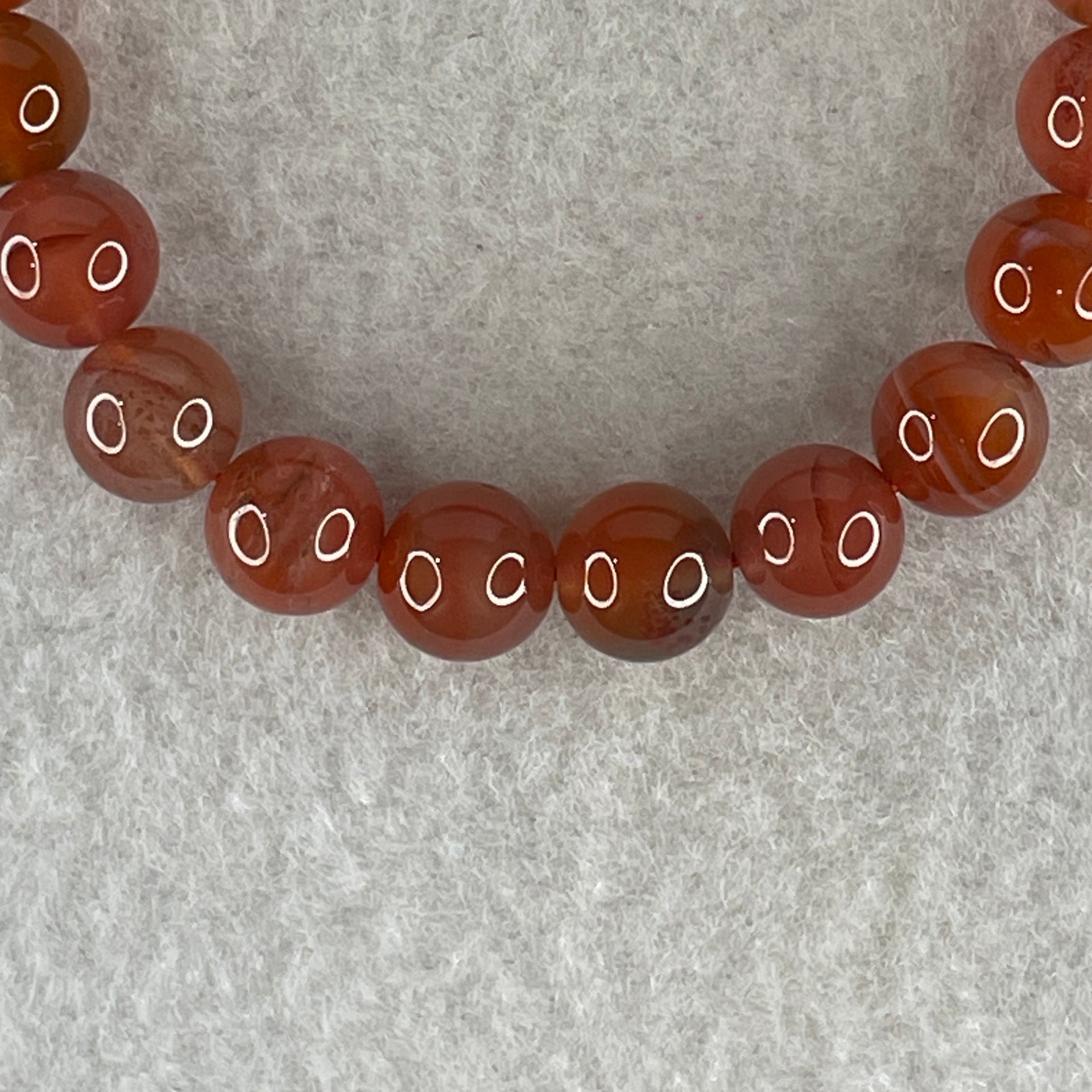 Natural Red Agate Beads Bracelet 16.91g 15cm 8.1mm 23Beads - Huangs Jadeite and Jewelry Pte Ltd