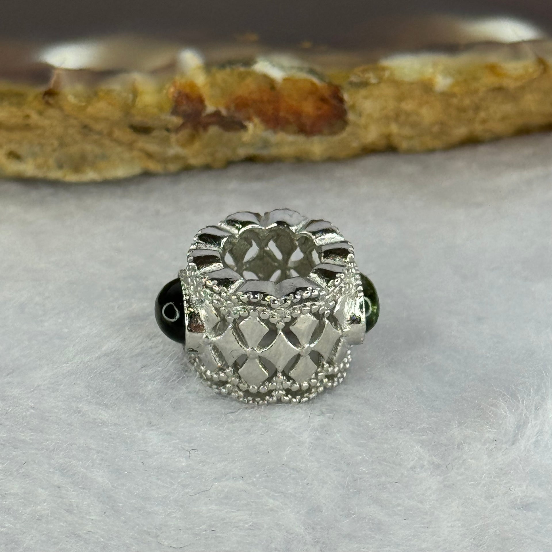 Natural Czech Republic Moldavite Meteorite Crystal in S925 Sliver Bracelet Charm 2.35g 15.1 by 11.5 by 9.3 / 6.0 by 3.5 by 2.0mm - Huangs Jadeite and Jewelry Pte Ltd