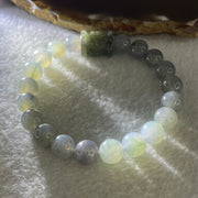 Certified Natural Type A Semi icy Wuyji Grey Jadeite Beads with Lulutong Charm Bracelet 25.45g 15cm 8.4mm 20 Beads - 14.5 by 11.8mm Lulutong - Huangs Jadeite and Jewelry Pte Ltd