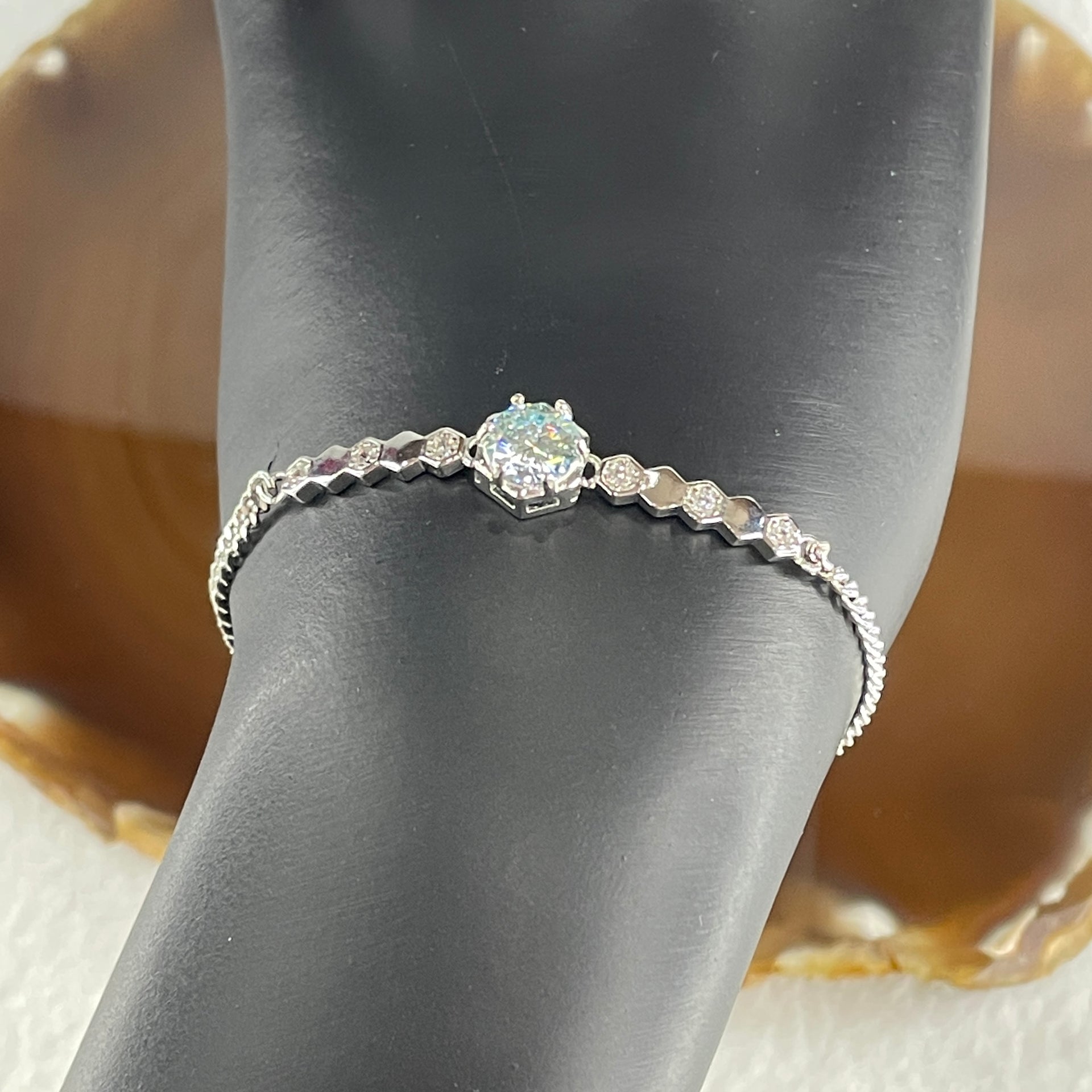 Certified Moissanites Bracelet in S925 Sliver 3.10g 7.0 by 2.5mm - Huangs Jadeite and Jewelry Pte Ltd