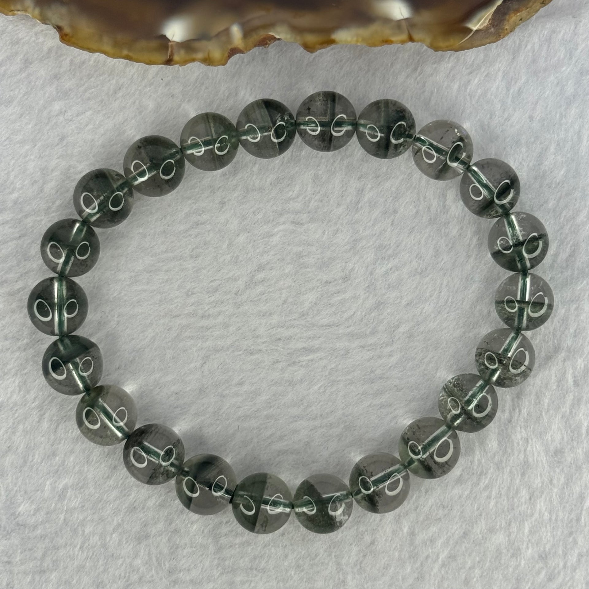 Very Good Grade Natural Green Phantom Quartz Beads Bracelet 23.14g 17cm 9.3mm 22 Beads - Huangs Jadeite and Jewelry Pte Ltd
