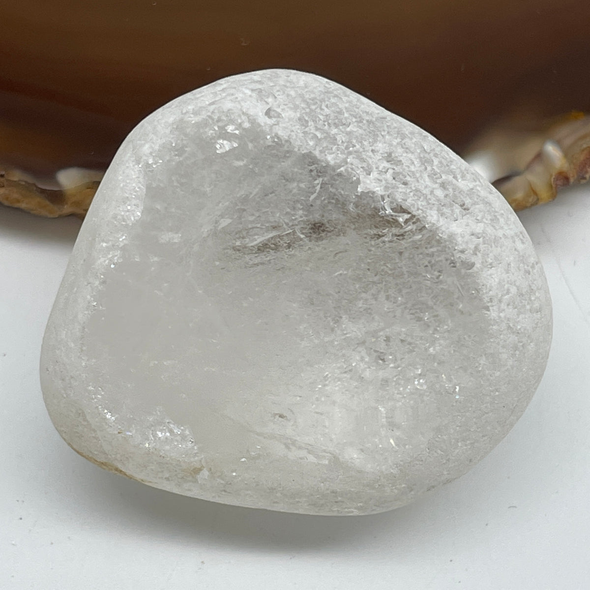 Natural Clear Quartz Round Display | (79.20g | 46.5 x 42.2 x 27.0mm | Catalyst, "King of Crystals" Ultimate Energy Amplifier, Feng Shui Space Purifier & Meditation Palm Stone)