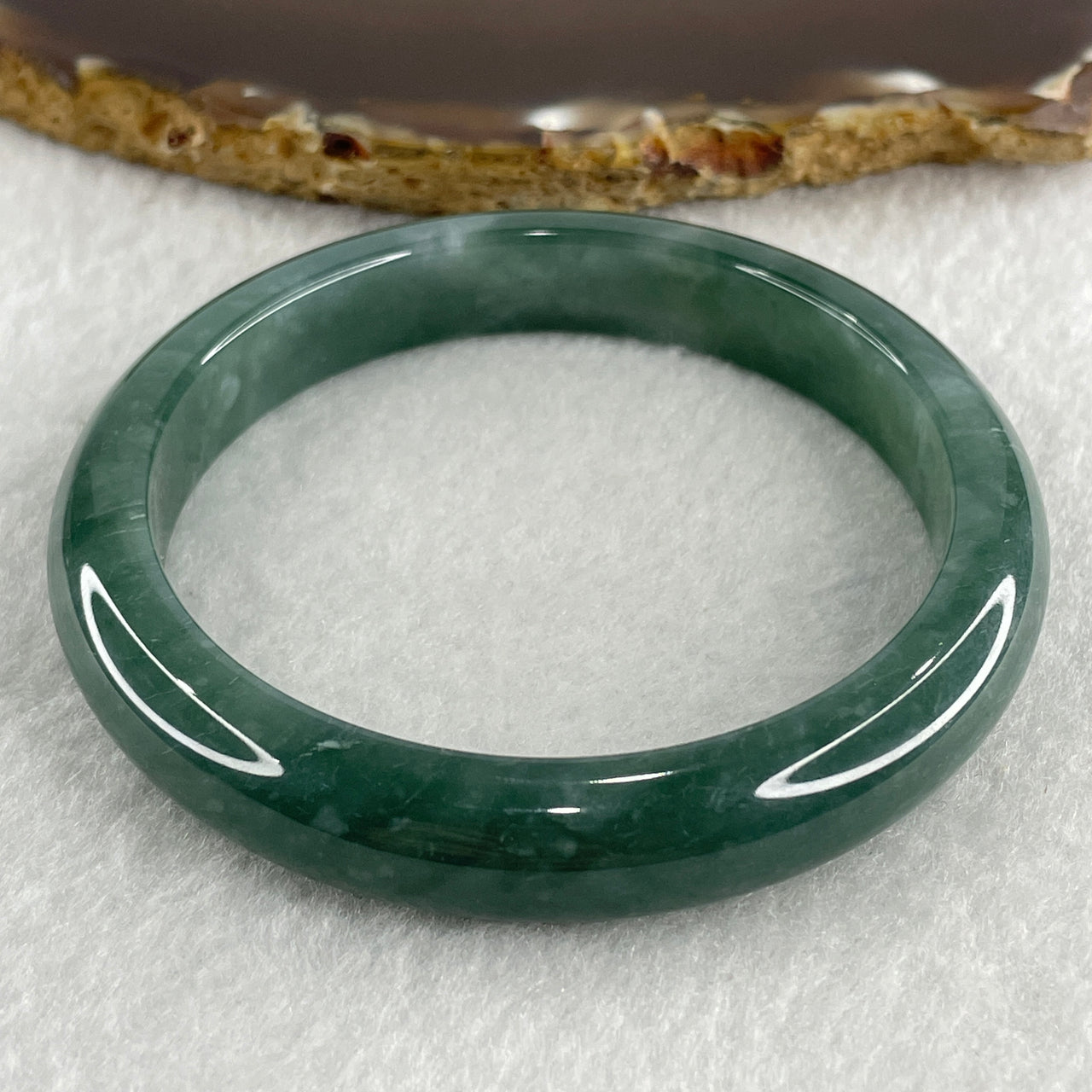Certified Type A Natural Jelly Blueish Green Jadeite Bangle 46.13g Inner Diameter 56.6mm 10.7 by 7.7mm (Very Very Slight Internal Line)
