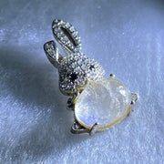 Rare Natural Blue Dumortierite Rutilated Quartz in S925 Sliver Rabbit Pendant 2.40g 10.0 by 7.1 by 5.5mm - Huangs Jadeite and Jewelry Pte Ltd