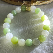 Type A Green with Faint Lavender Jadeite Beads Bracelet 26.02g 15cm 9.0mm 20Beads - Huangs Jadeite and Jewelry Pte Ltd