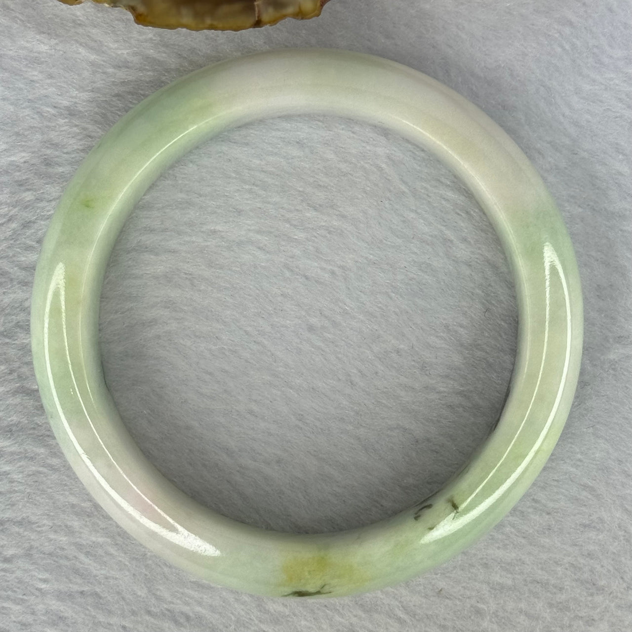 Type A Light Green Lavender Yellow with Moss Green Patches Jadeite Bangle Internal Diameter 57.5mm 72.52g 15.2 by 8.7mm (Very Fine External Rough) - Huangs Jadeite and Jewelry Pte Ltd