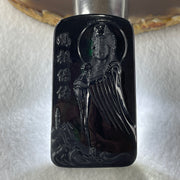 Type A Opaque to Partial Translucent Black Omphacite Jadeite Ma Zu (Mazu or Matsu) 妈祖 Goddess of the Sea Pendant 20.30g 63.4 by 35.9 by 7.4mm - Huangs Jadeite and Jewelry Pte Ltd