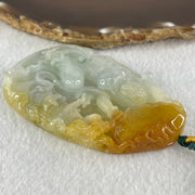 Type A Light Faint and Lavender with Yellow Brownish Red Patches Jadeite Double Sided Chinese Flying Fairy With Dragon and Shan Shui Pendant 100.99g 83.7 by 50.6 by 12.0mm - Huangs Jadeite and Jewelry Pte Ltd