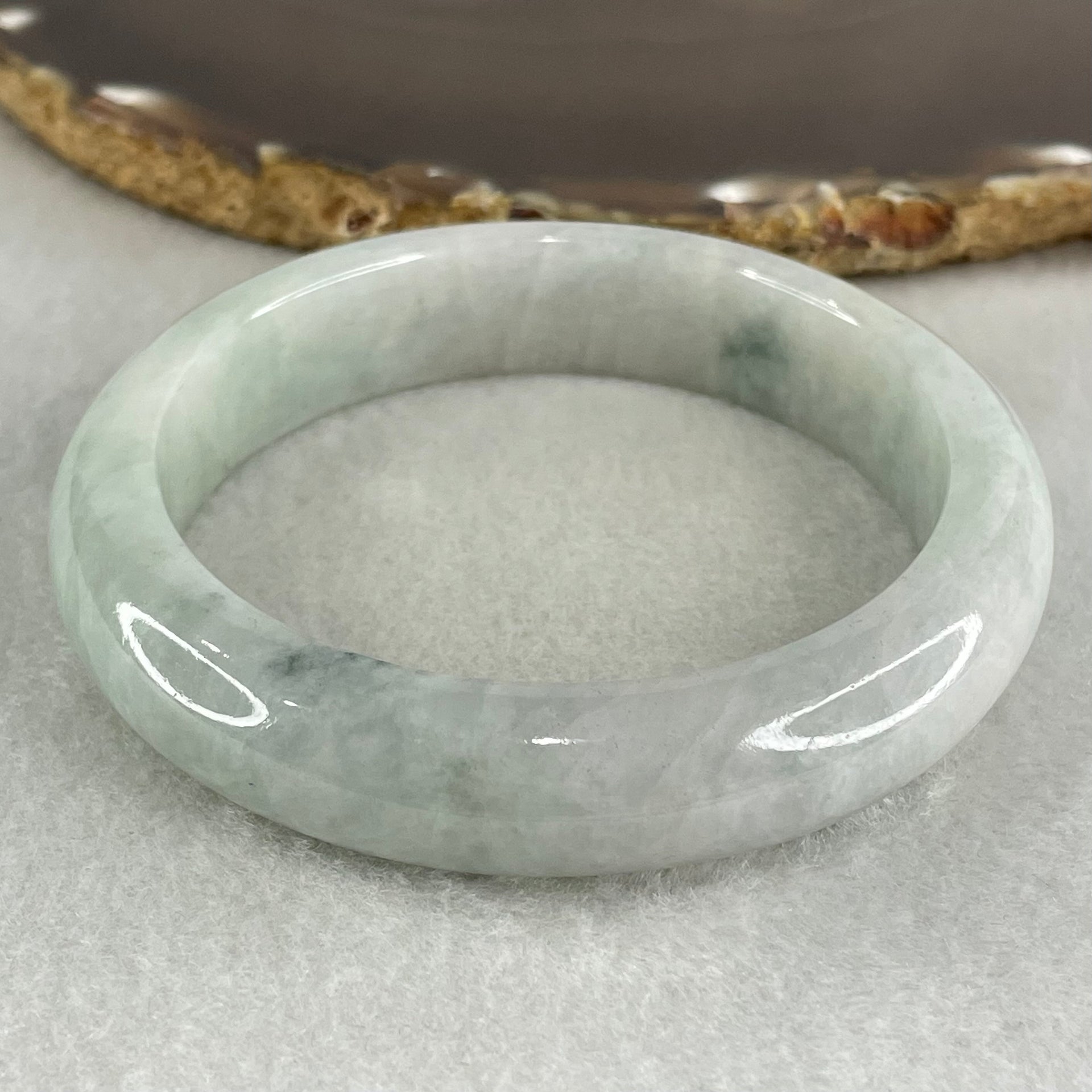 Type A Light Green Light Lavender Jadeite Bangle 65.83g Inner Diameter 57.6mm 13.5 by 9.8mm (Internal Line) - Huangs Jadeite and Jewelry Pte Ltd