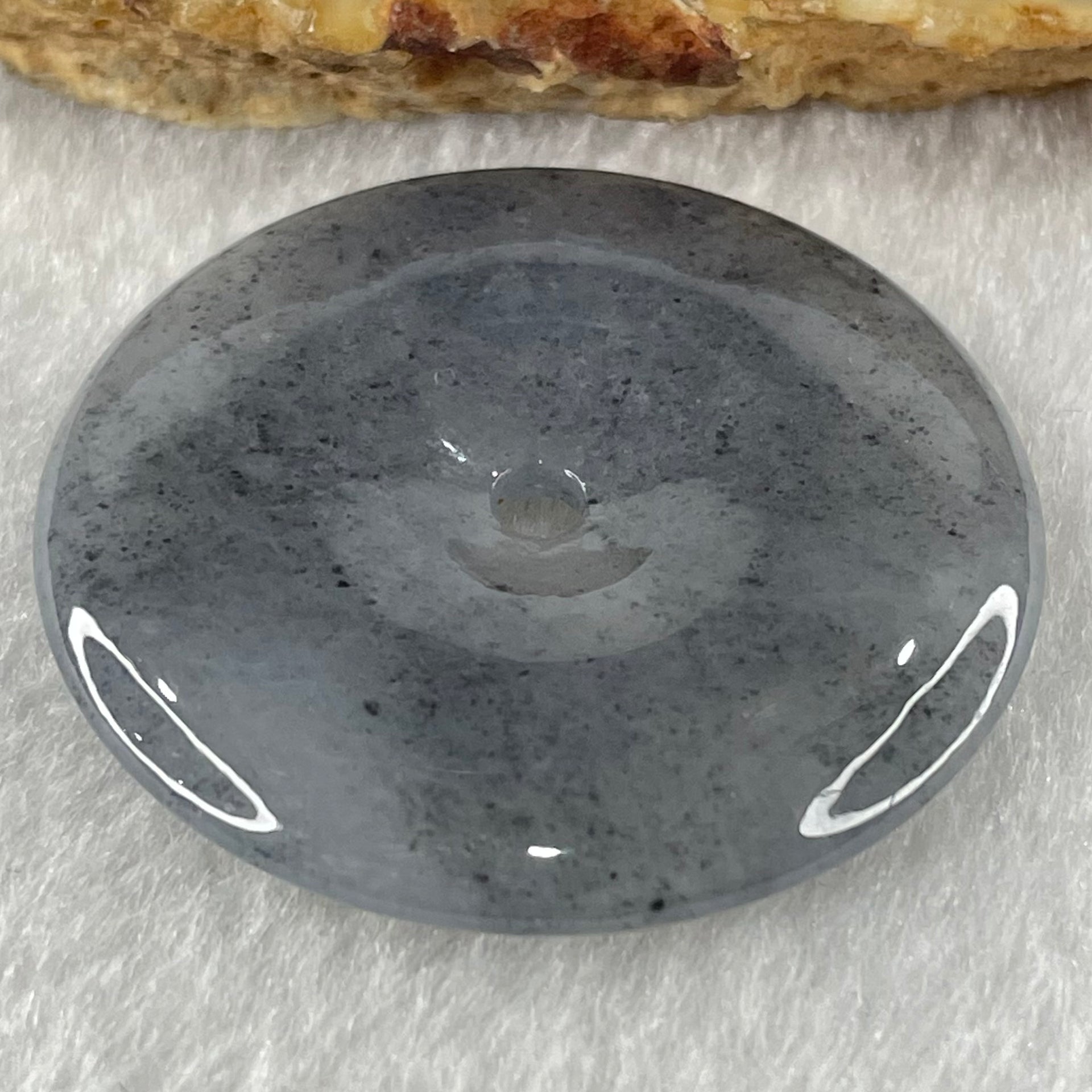 Type A Semi Icy Wuji Grey with Lavender Jadeite Ping An Kou Pendant 13.82g 35.3 by 5.4mm - Huangs Jadeite and Jewelry Pte Ltd