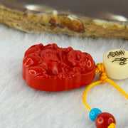 Natural Red Cinnabar Milo Buddha Charm 15.70g 24.9 by 21.4 by 10.4mm - Huangs Jadeite and Jewelry Pte Ltd