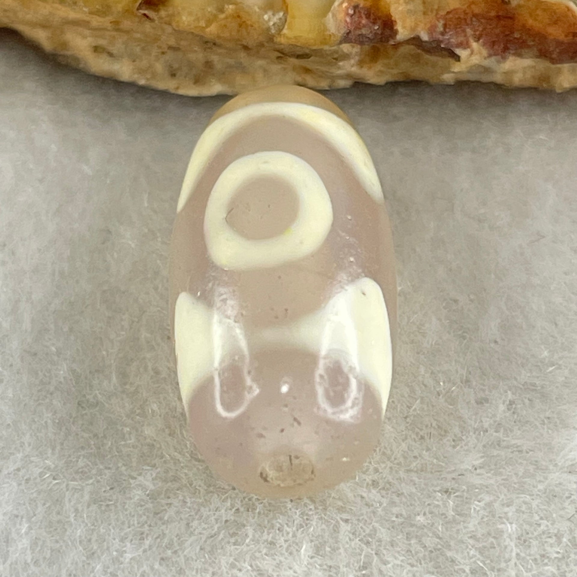 Natural Powerful Tibetan Old Oily Agate 3 Eyes Dzi Bead Heavenly Master (Tian Zhu) 三眼天诛 3.05g 20.2 by 10.1mm - Huangs Jadeite and Jewelry Pte Ltd