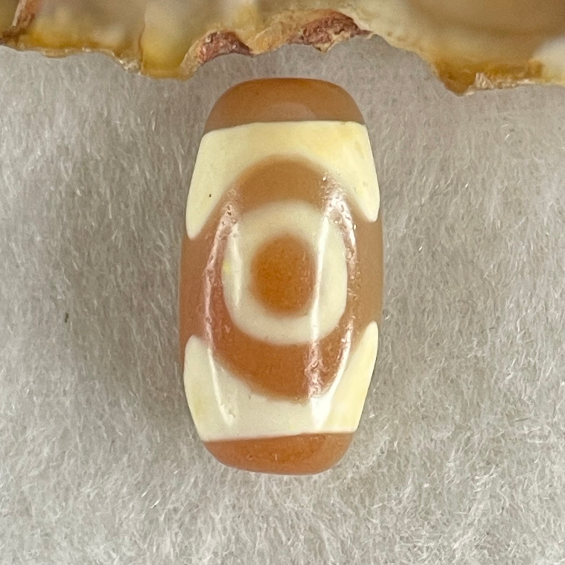 Natural Powerful Tibetan Old Oily Agate 3 Eyes Dzi Bead Heavenly Master (Tian Zhu) 三眼天诛 2.90g 19.5 by 10.2mm - Huangs Jadeite and Jewelry Pte Ltd