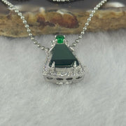 Type A Icy Green Omphasite Jadeite 9.9 by 8.5 by 2.5mm Wu Shi Pai Pendant in S925 Sliver Necklace 4.56g - Huangs Jadeite and Jewelry Pte Ltd