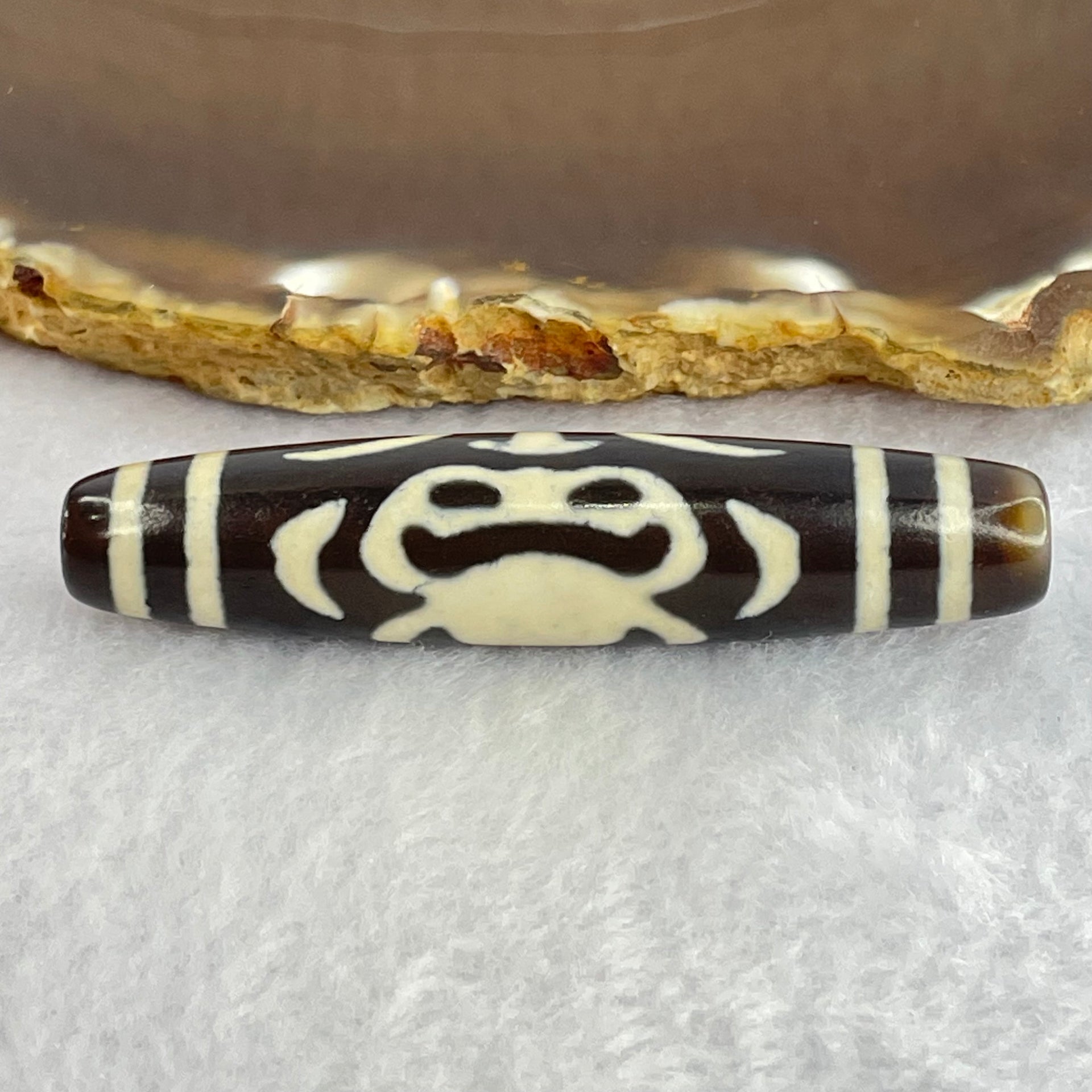 Natural Powerful Tibetan Old Oily Agate Zha Ji La Mu Female Cai Shen Bead Heavenly Master (Tian Zhu) 扎吉拉木女财神天珠 15.40g 59.8 by 13.0mm - Huangs Jadeite and Jewelry Pte Ltd