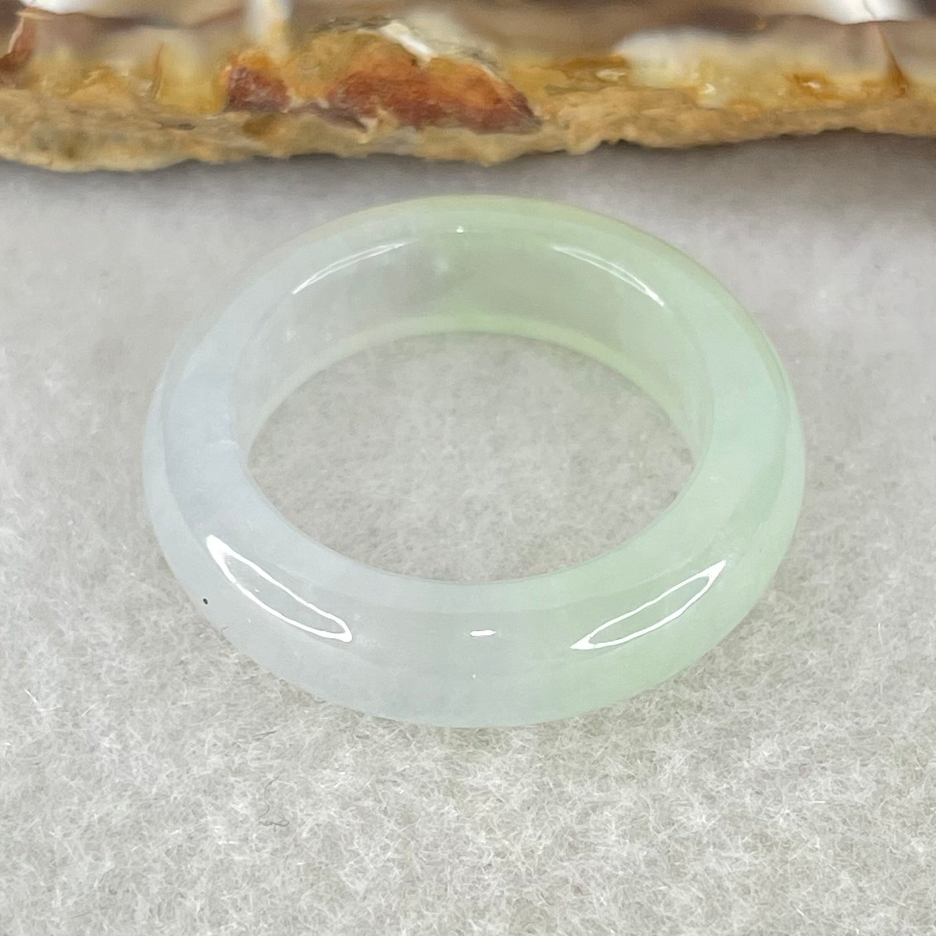 Type A Semi Icy Faint Green Jadeite Ring 4.54g 6.1 by 4.0mm US7.9 HK17.5 (Perfect) - Huangs Jadeite and Jewelry Pte Ltd