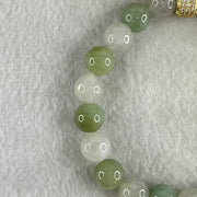 Type A Green with Faint Lavender Jadeite Beads Bracelet 26.02g 15cm 9.0mm 20Beads - Huangs Jadeite and Jewelry Pte Ltd