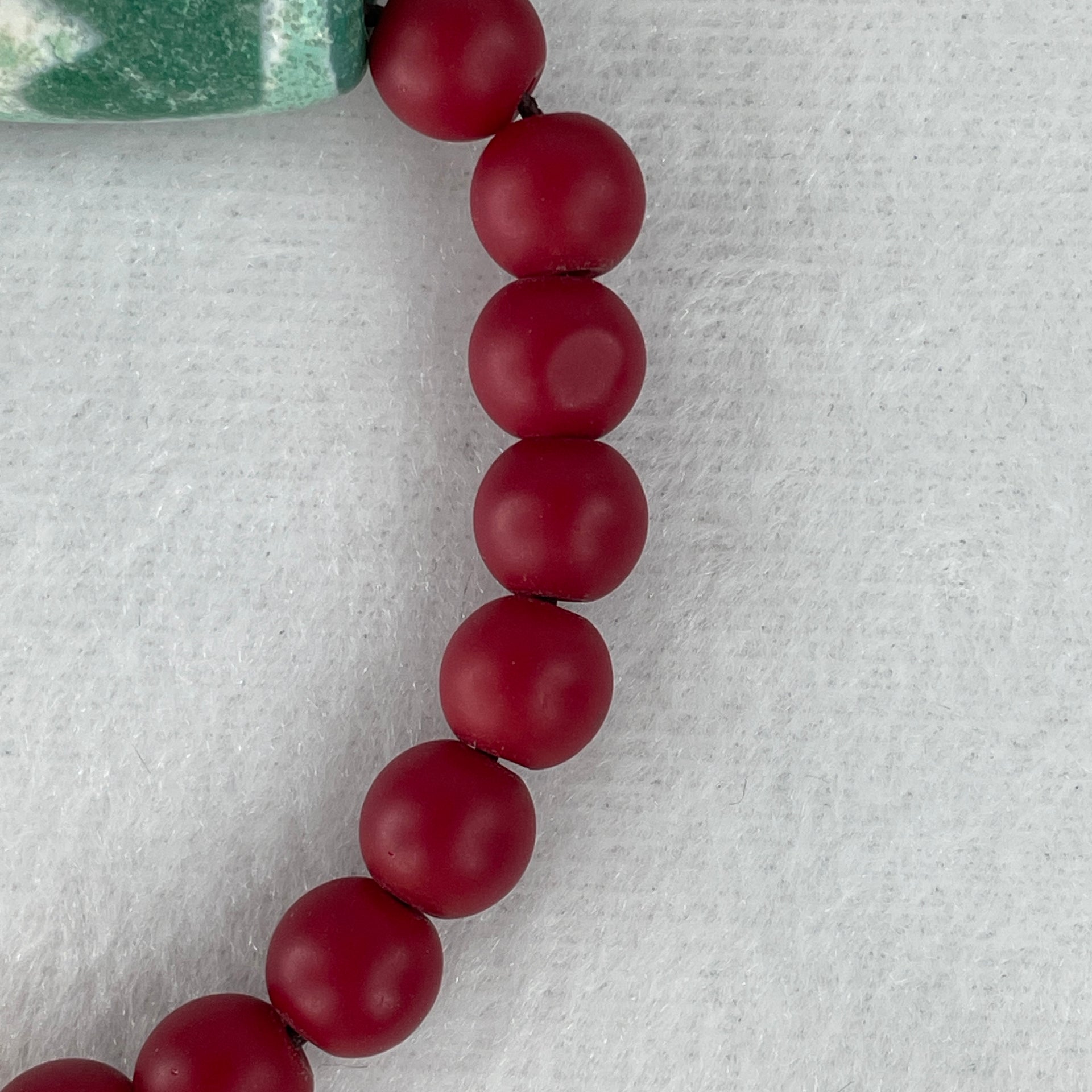 Natural Powerful Tibetan Old Oily Agate 2 Nectar Vessel Dzi Bead Heavenly Master (Tian Zhu) 38.1 by 13.2mm with Natural Red Agate Beads Bracelet 24.23g 15cm 8.0mm 17 Beads - Huangs Jadeite and Jewelry Pte Ltd