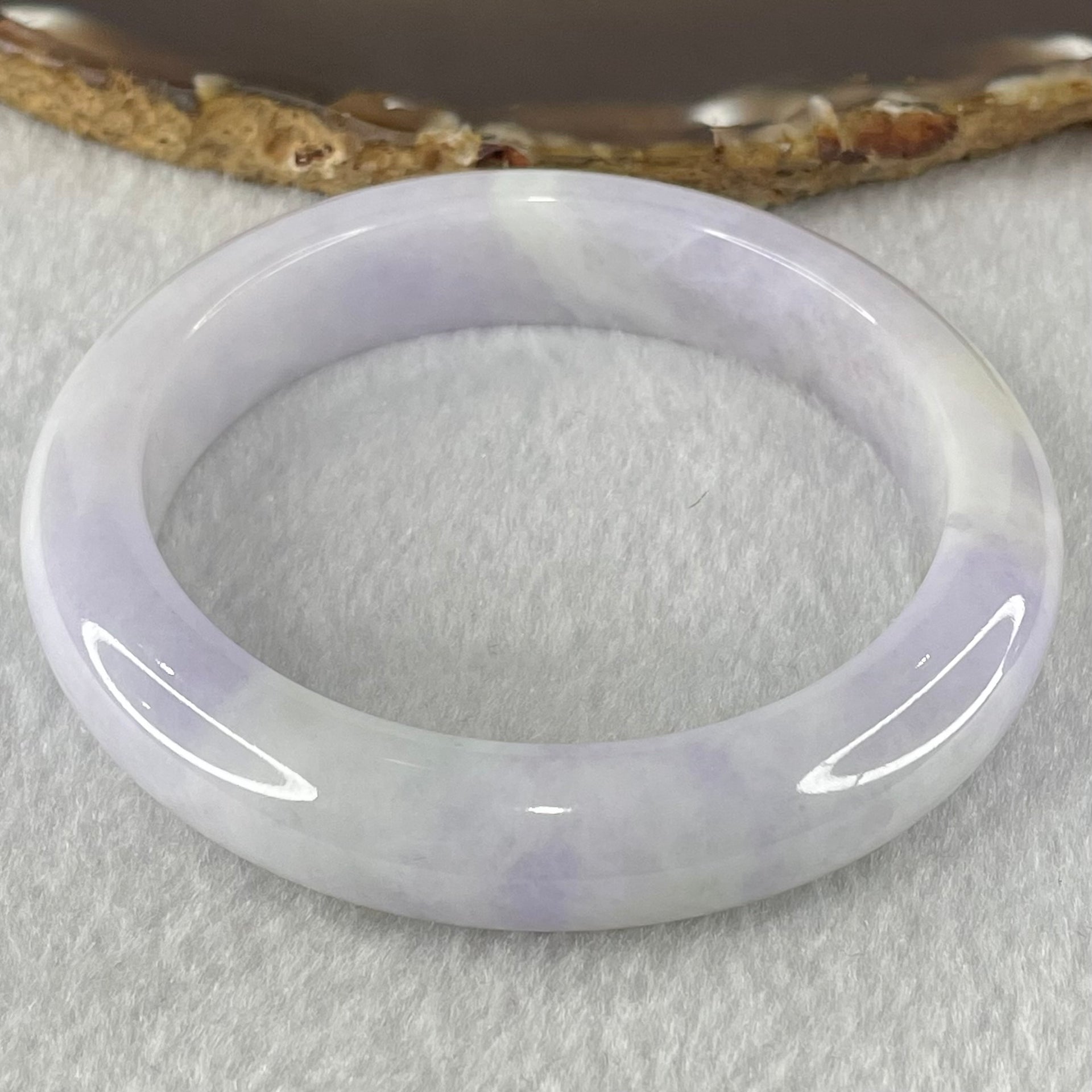 Type A Lavender white Jadeite Bangle 61.94g Internal Diameter 56.3mm 12.7 by 9.0mm (Slight Internal Lines) - Huangs Jadeite and Jewelry Pte Ltd
