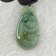 Type A Blueish Green Jadeite Ruyi Pendent 9.01g 31.5 by 17.5 by 7.5mm - Huangs Jadeite and Jewelry Pte Ltd