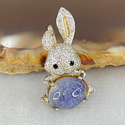 Rare Natural Blue Dumortierite Rutilated Quartz in S925 Sliver Rabbit Pendant 2.48g 9.0g 7.4 by 5.0mm - Huangs Jadeite and Jewelry Pte Ltd