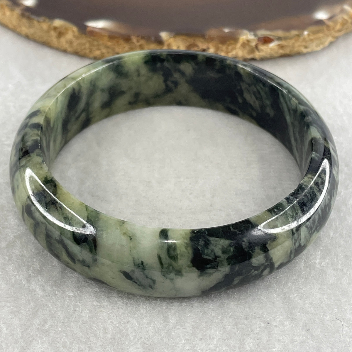 Natural Type A Wuji Black with Yellowish Green Jadeite Bangle | (56.38g | 55.1mm ID | 16.0 x 7.8mm | Close to Perfect | Yin-Yang Harmony & Sovereign Wealth Anchor, Feng Shui Protection & Statement Bangle) - Huangs Jadeite and Jewelry Pte Ltd