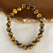 Natural Yellow Tiger's Eye Quartz Beads Bracelet 18.23g 15.5cm 8.5mm 23 Beads - Huangs Jadeite and Jewelry Pte Ltd