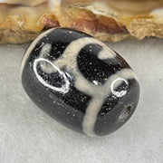 Natural Powerful Tibetan Old Oily Black White Agate Green Tara Dzi Bead Heavenly Master (Tian Zhu) 绿度母天珠 4.70g 17.3 by 13.2mm - Huangs Jadeite and Jewelry Pte Ltd