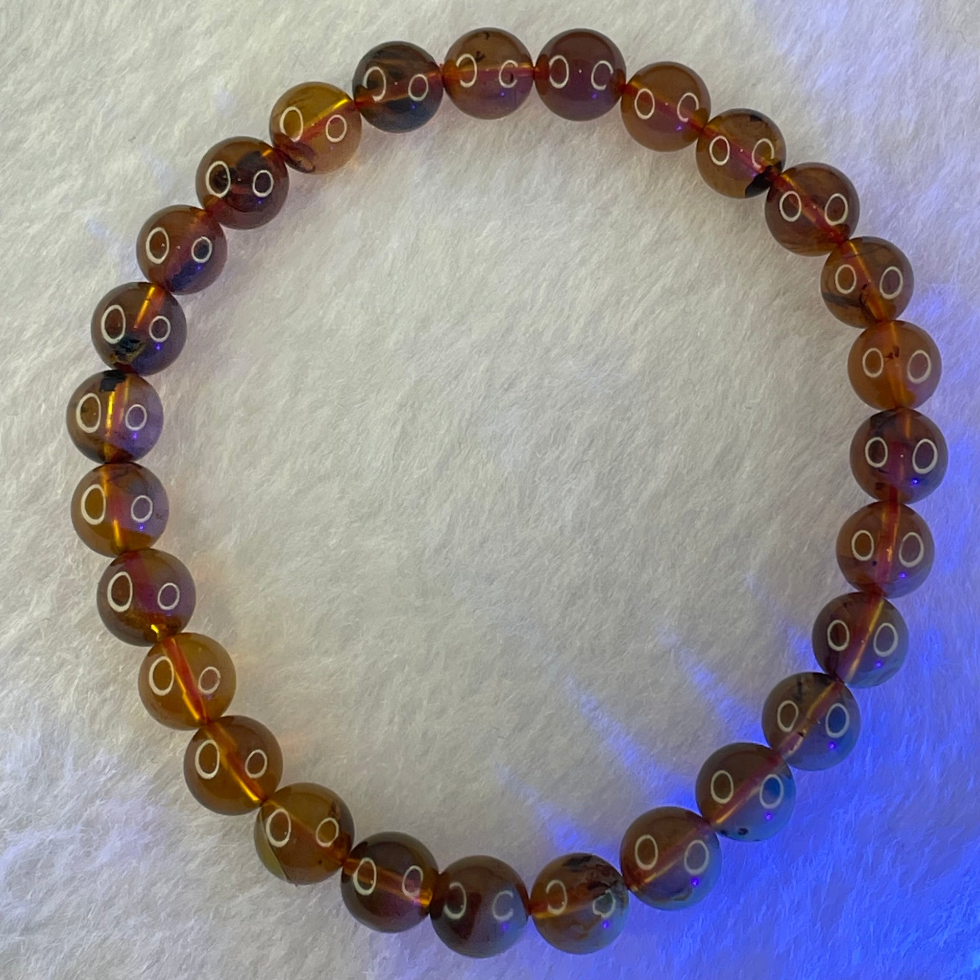 Natural Cognac Amber Beads Bracelet 4.14g 15cm 6.7mm 27 Beads - Huangs Jadeite and Jewelry Pte Ltd