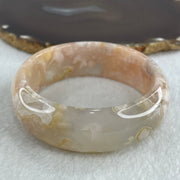 Natural Pinkish Flower Agate Bangle 85.96g Internal Diameter 62.5mm 23.1 by 9.1mm (Perfect) - Huangs Jadeite and Jewelry Pte Ltd