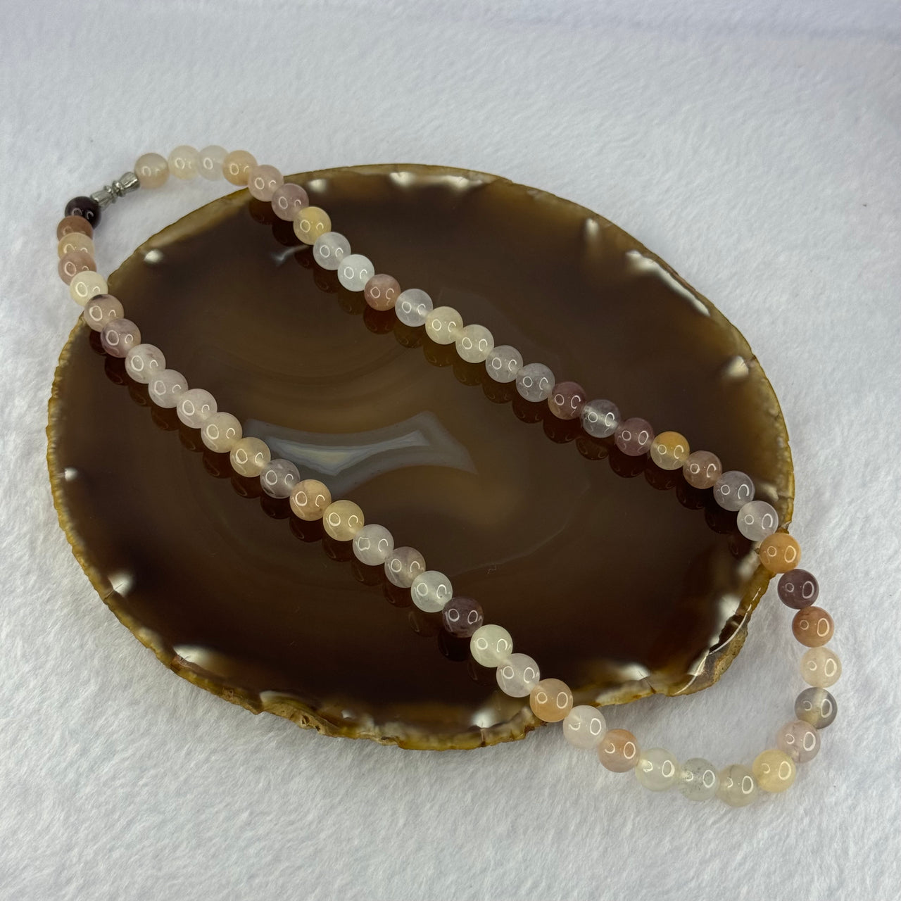 Type A Mixed Color Agate Necklace 44.90g 44cm 8.5mm 56 Beads - Huangs Jadeite and Jewelry Pte Ltd