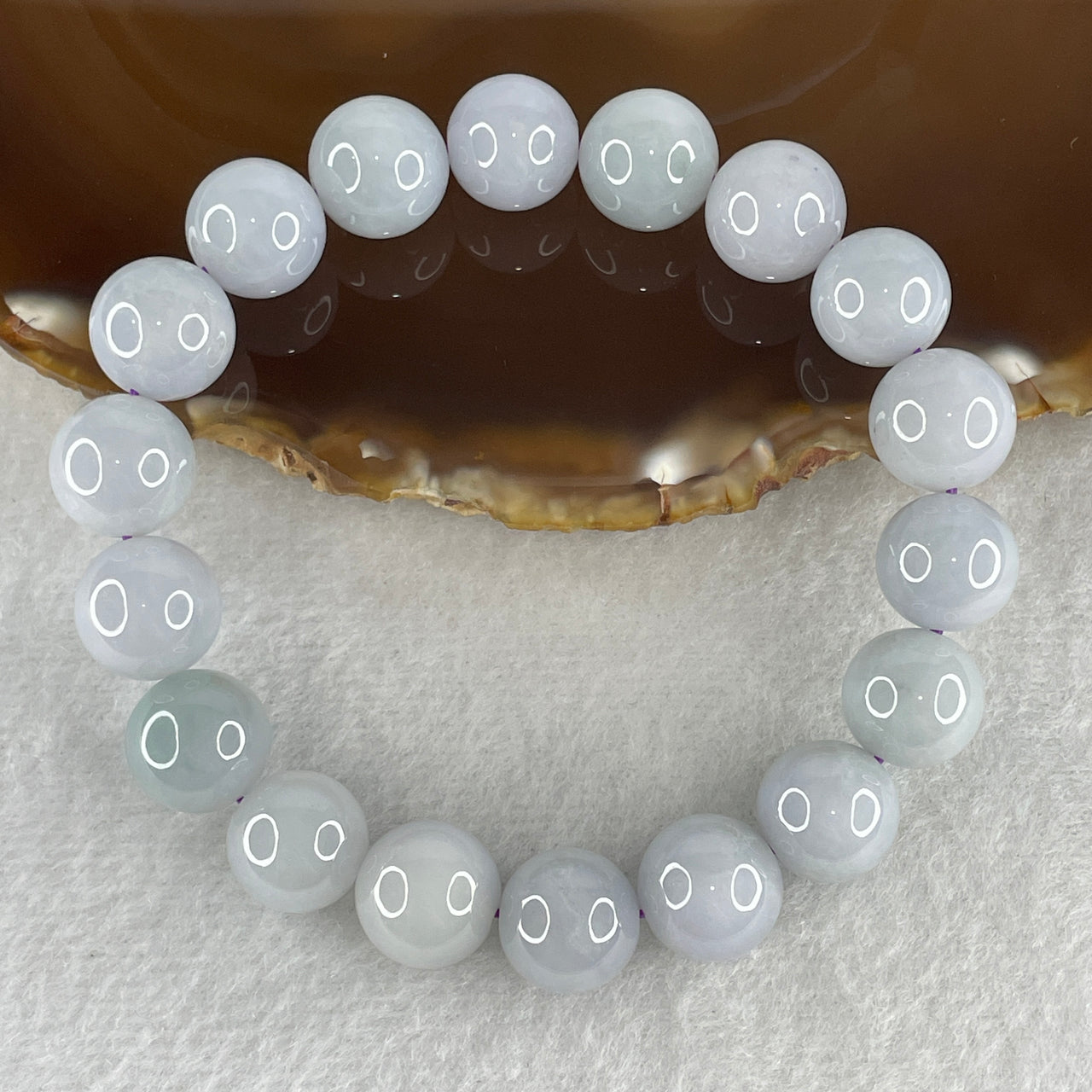 Natural Type A Light Lavender Jadeite Beads Bracelet | 20cm Extra-Large 12.5mm Round Jade Bead Luxury Statement Bracelet (58.37g 18 Beads)