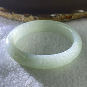 Type A Natural Jelly Light Green Jadeite Oval Bangle 47.17g Inner Diameter 54.6mm 12.3 by 8.2mm (Internal Line) - Huangs Jadeite and Jewelry Pte Ltd