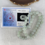 Type A Light Lavender Green Jadeite Beads Necklace 160.48g 56cm 12.6mm 48 Beads - Huangs Jadeite and Jewelry Pte Ltd