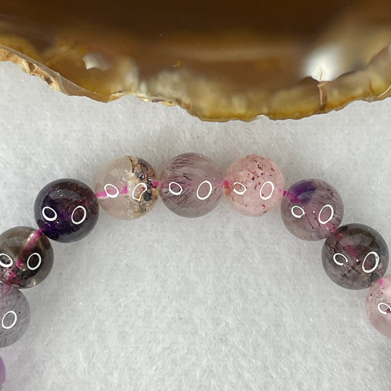 Certified Above-Average Grade Natural Super 7 Crystal Beads Bracelet | High-Fluidity Crystalline Strand | Authentic Sacred Seven Multi-Mineral Inclusions Quartz Spiritual Catalyst & Auric Shield Bracelet (16.27g | 16.5cm Length | 7.9mm | 26 Beads)