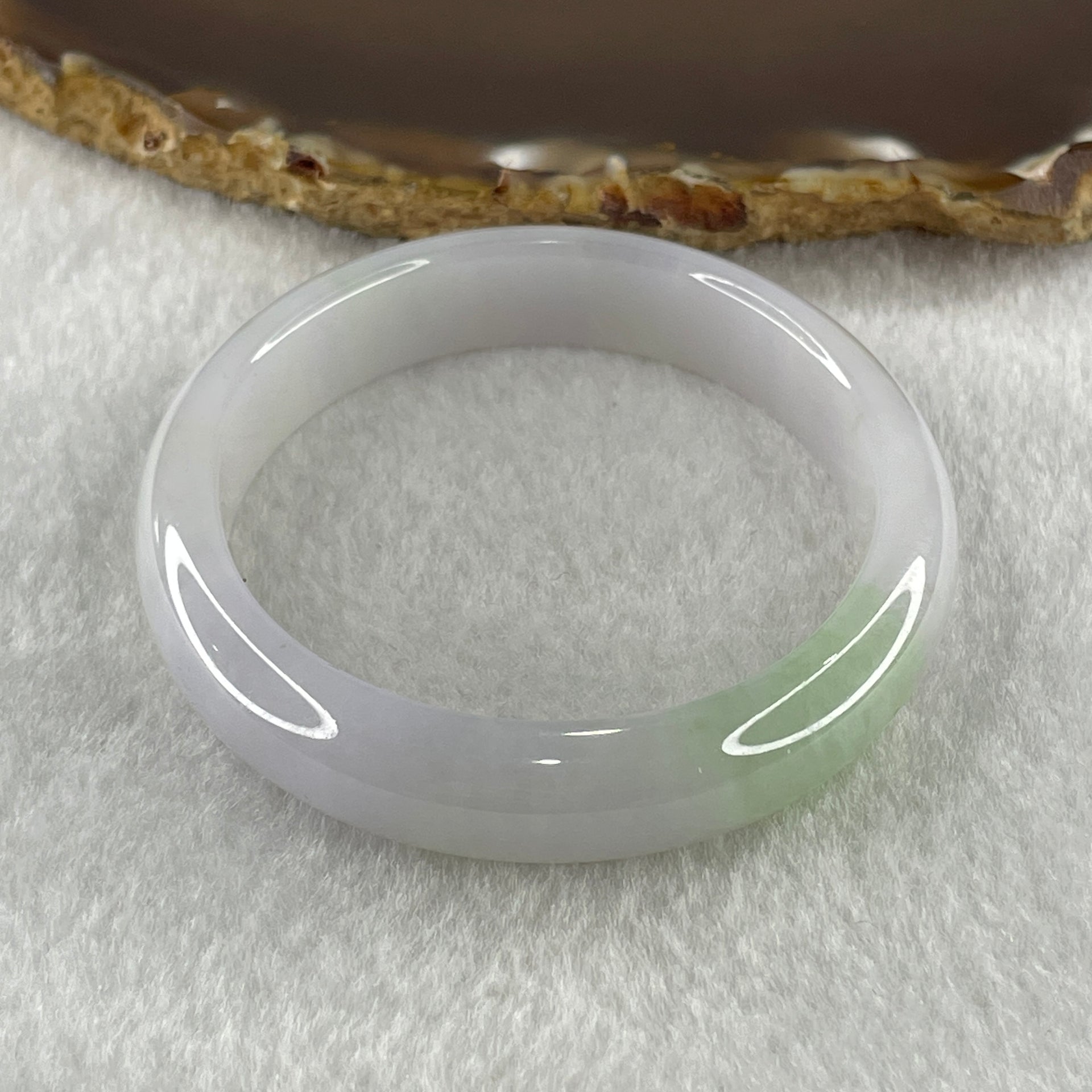 Natural Type A Light Lavender with Green Jadeite Oval Bangle 37.75g Inner Diameter 55.6mm 11.1 by 6.9mm (Close to Perfect) - Huangs Jadeite and Jewelry Pte Ltd
