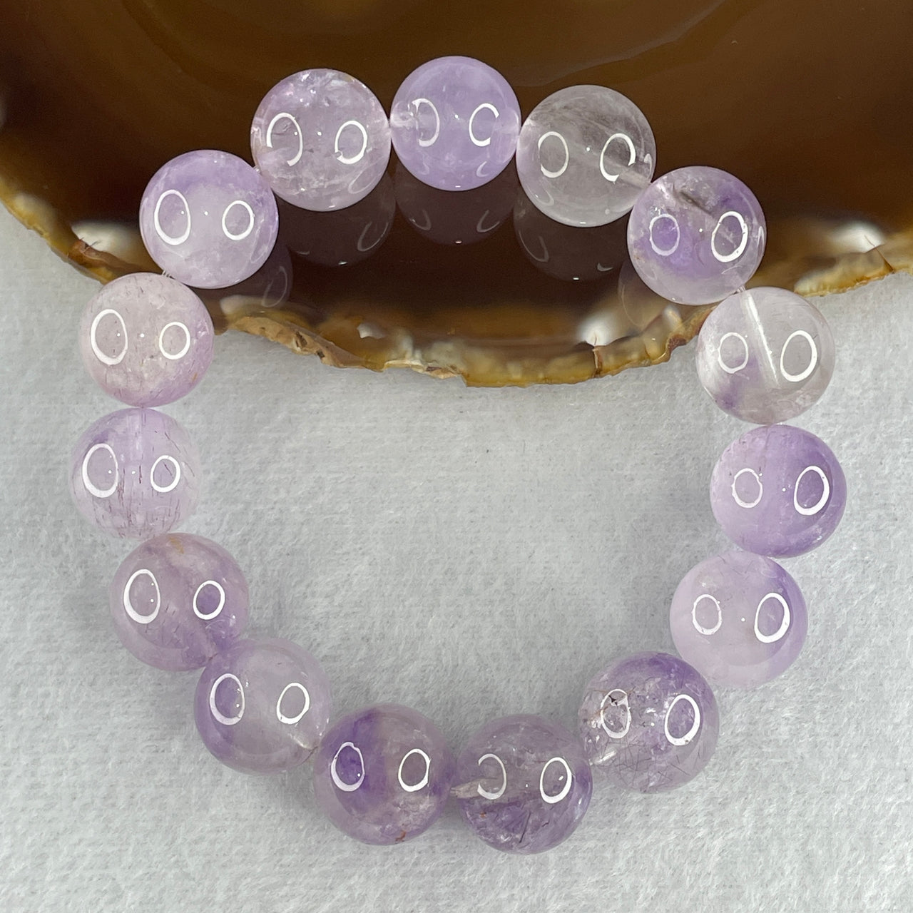 Natural Super 7 Amethyst Beads Bracelet 73.45g 19cm 15.1mm 13 Beads