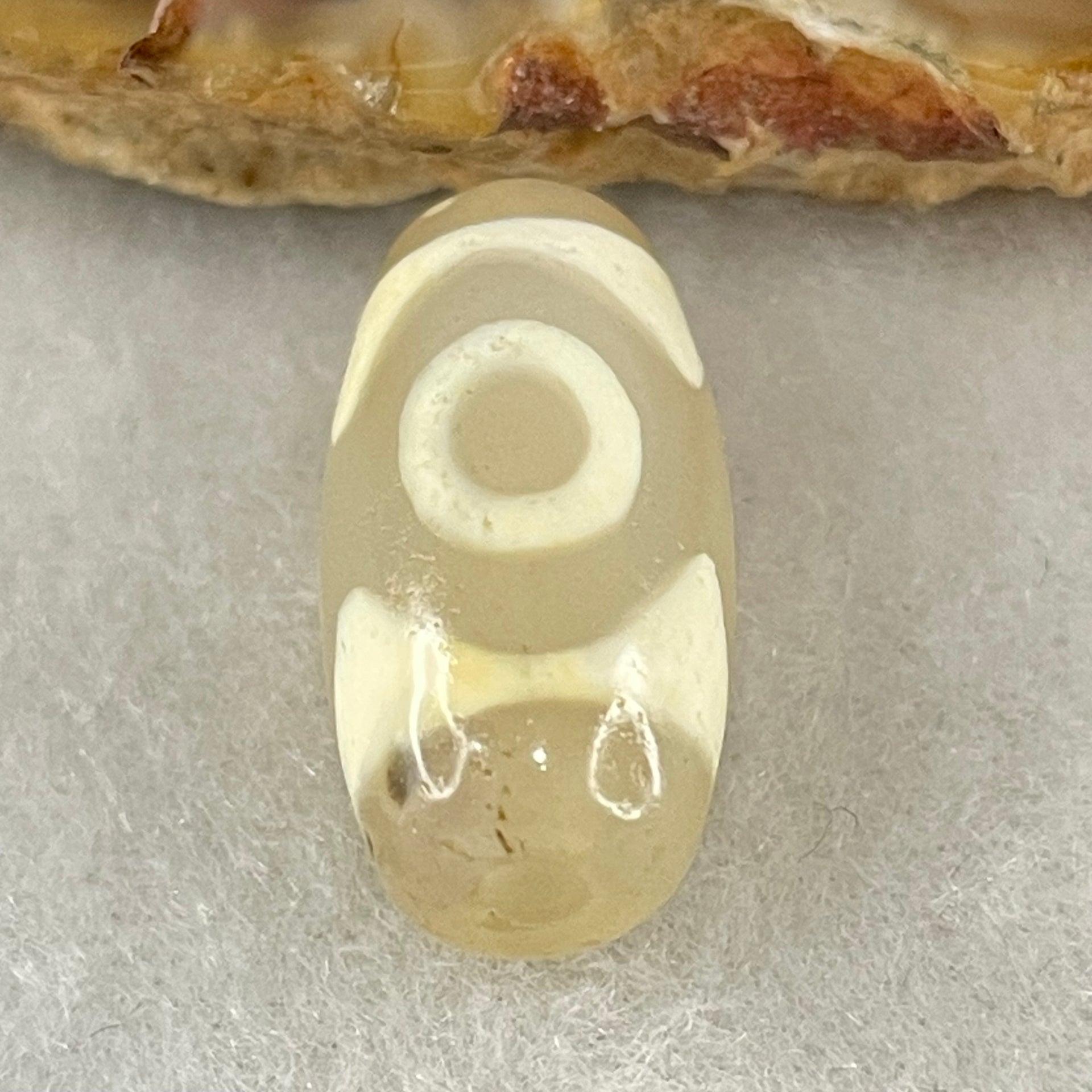 Natural Powerful Tibetan Old Oily Agate 3 Eyes Dzi Bead Heavenly Master (Tian Zhu) 三眼天诛 3.05g 20.0 by 10.1mm - Huangs Jadeite and Jewelry Pte Ltd