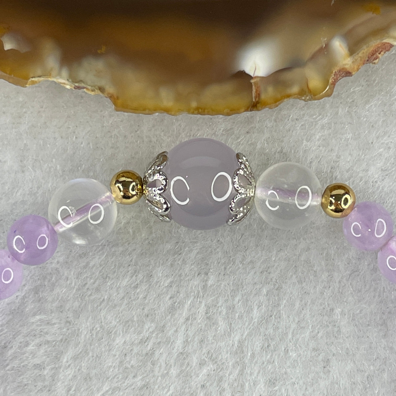 Above Average Natural Amethyst with Blue Moonstone and Rose Quartz Beads Bracelet 10.16g 17cm 5.6mm 30 Beads - 10.2mm 1 Bead